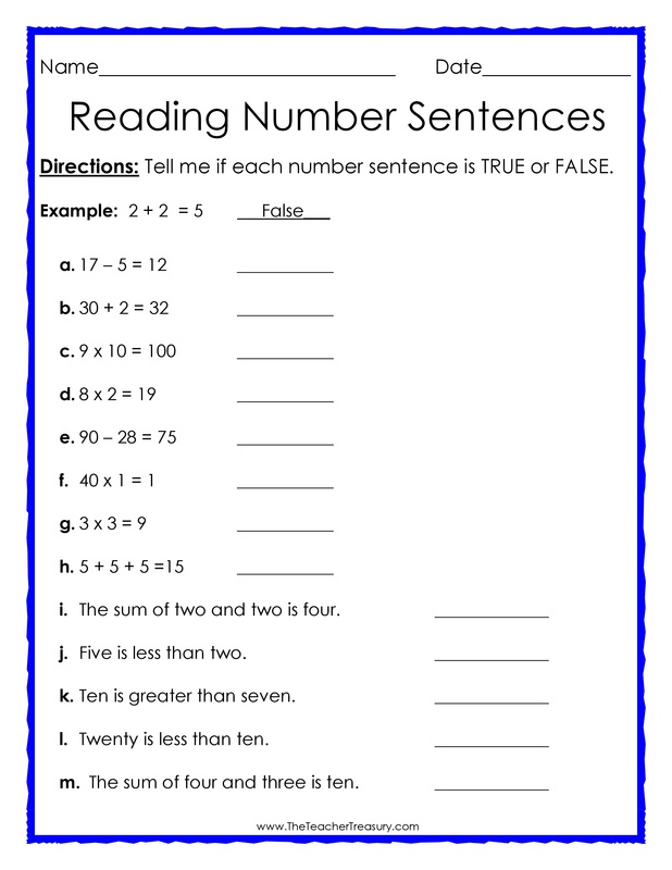 Writing Number Sentences Worksheet Numbers In Sentences Worksheet Kathle Zhang