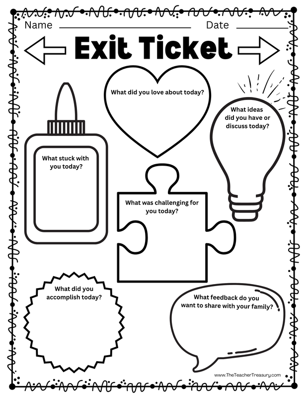 Exit Ticket End of the Day Reflections Worksheet